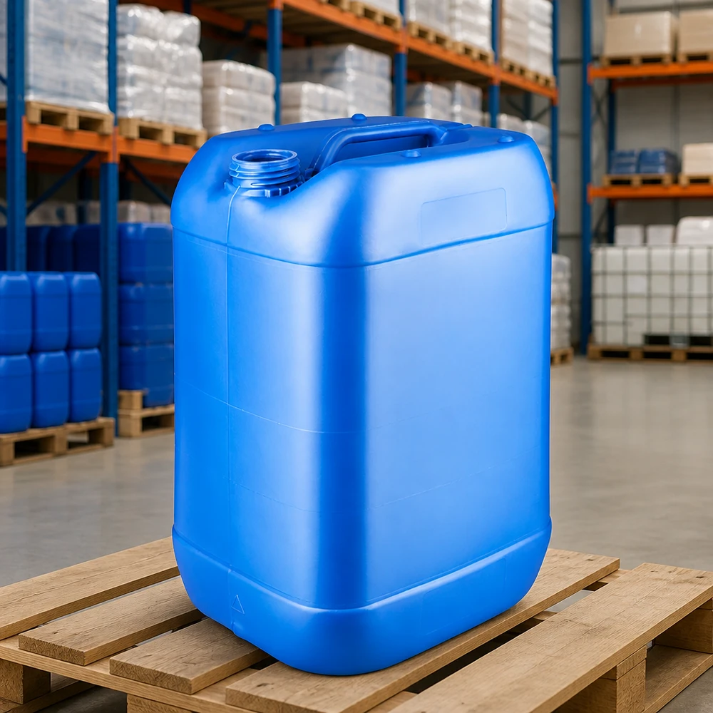 Conteneur bleu de 25 litres sans couvercle, homologué UN pour le stockage professionnel
