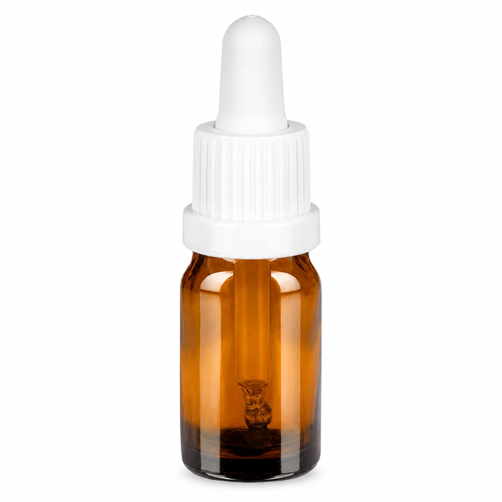 Flacon à pipette 5ml blanc OV BrownLine UT18/5 Flacon pipette 5ml brun avec bouchon blanc pour un dosage précis des liquides