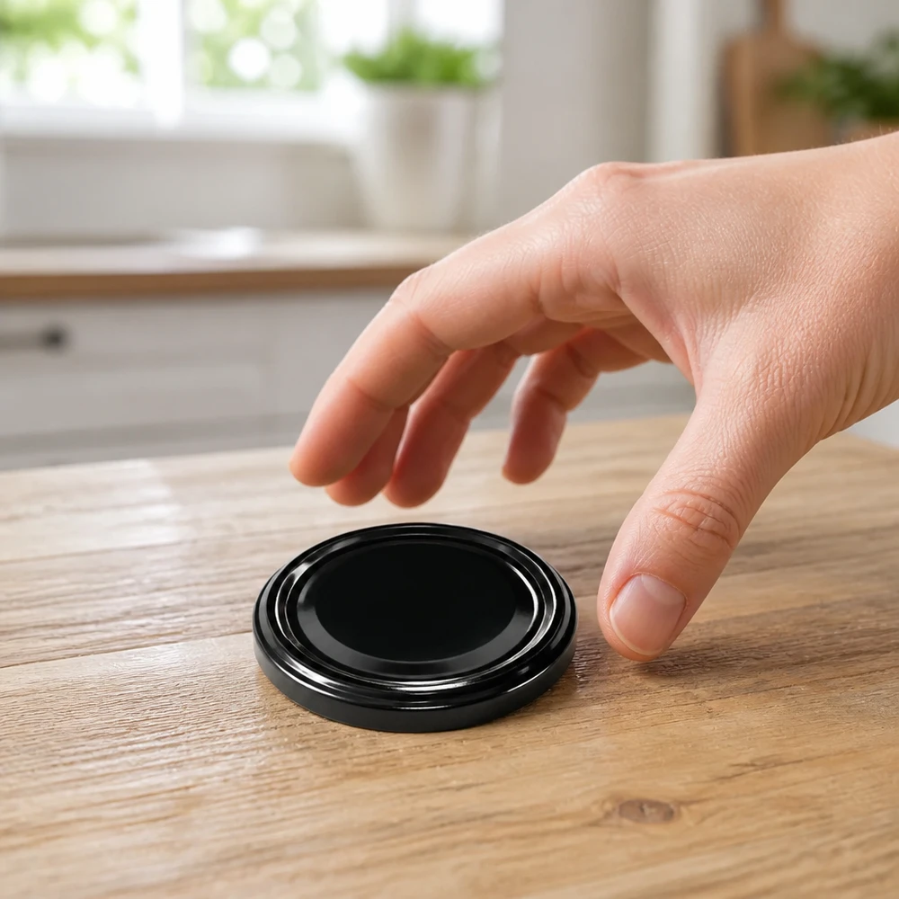 63mm Bouchon BioSeal noir (TO63) UNiTWIST UNiTWIST TO63 unitemp Couvercle noir avec rebord de sécurité, qualité BioSeal – Vue détaillée