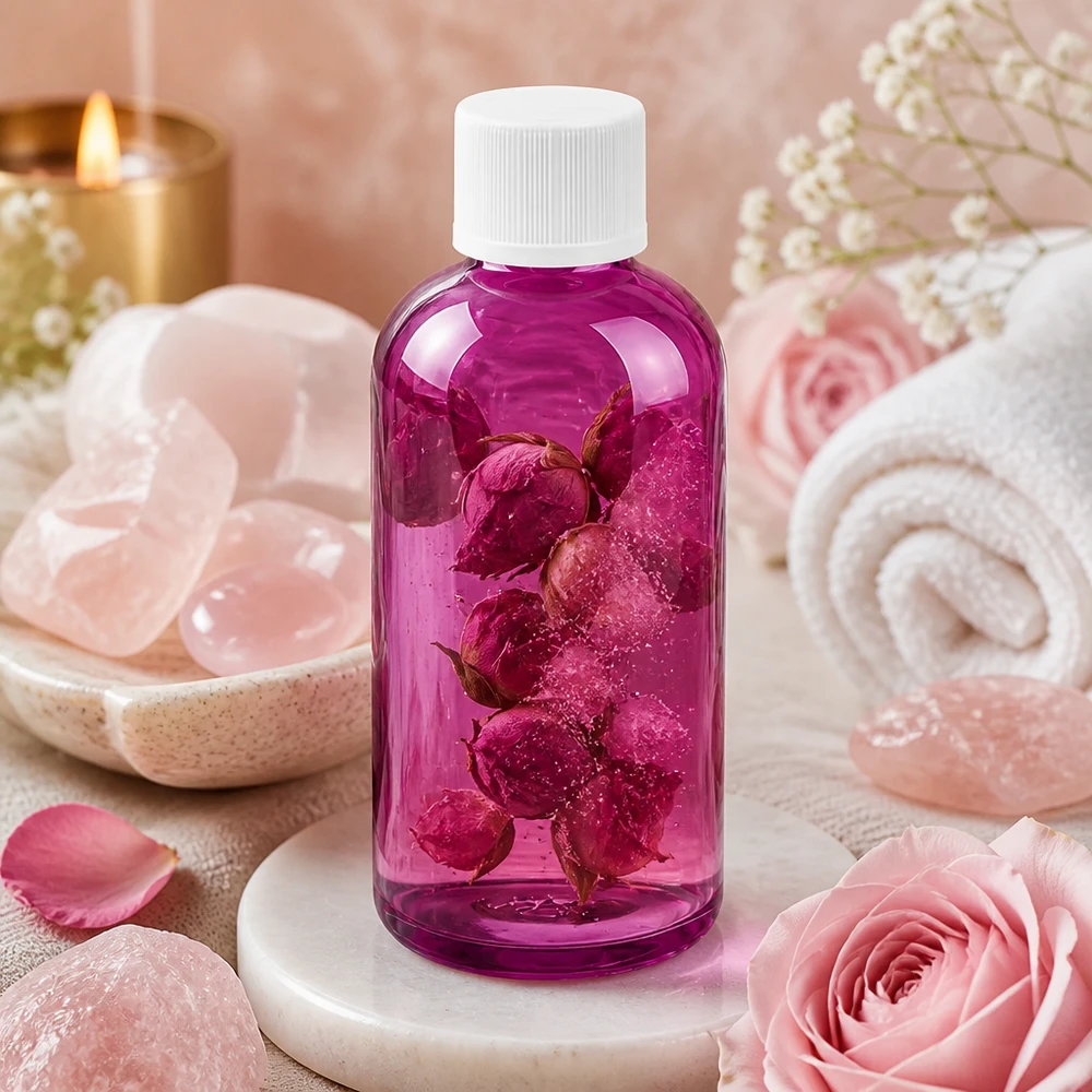 Flacon violet de 100ml en plastique léger idéal pour les sérums, les lotions et les produits de soin liquides.
