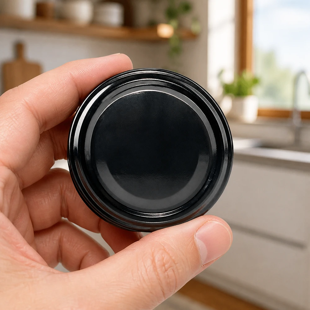 UNiTWIST TO82 : couvercle de conserve noir avec joint BioSeal écologique – vue de dessus
