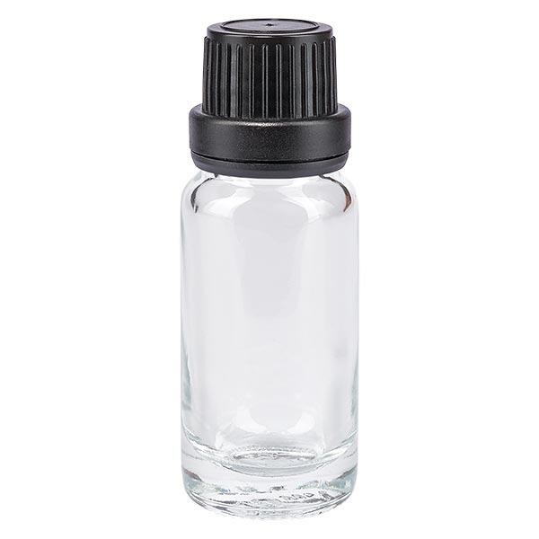 Flacon à pharmacie transparent 10ml bouchon inviolabilité noir 2mm Flacon à pharmacie transparent 10ml bouchon inviolabilité noir 2mm