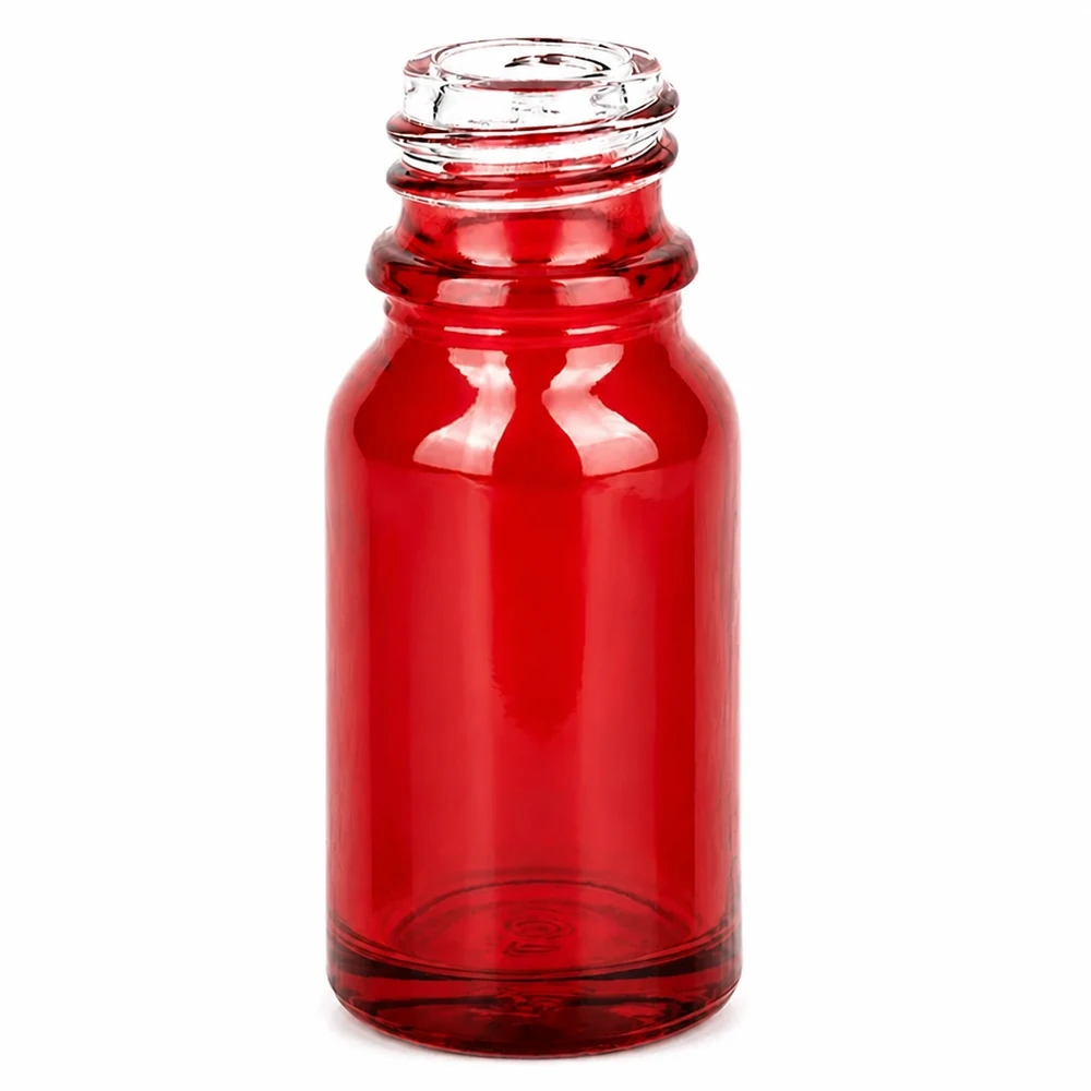 Flacon à pharmacie 10ml RedLine UT18/10 UNiTWIST Flacon en verre médical 10ml teinté rouge avec filetage standardisé UT18/10 pour les pharmacies