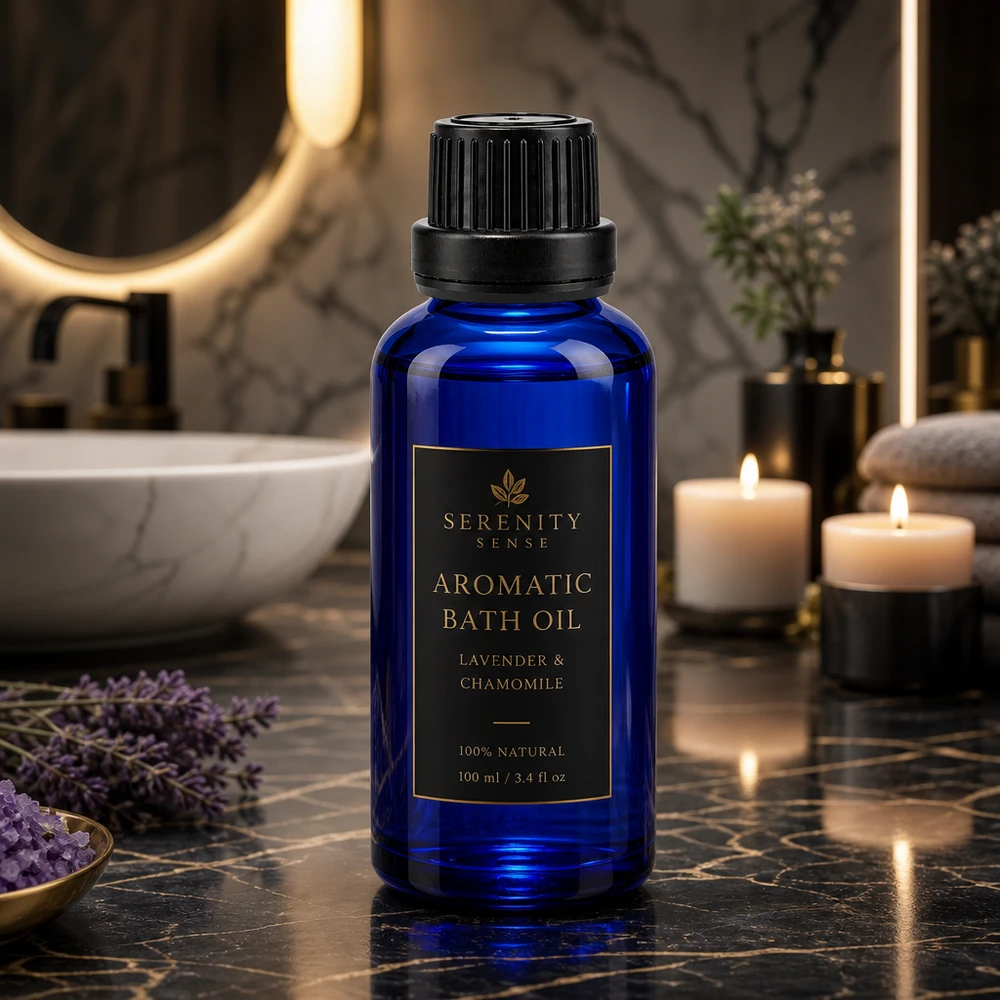 Petite bouteille en verre de 30 ml, bleu cobalt, avec bouchon compte-gouttes noir, pour l'aromathérapie