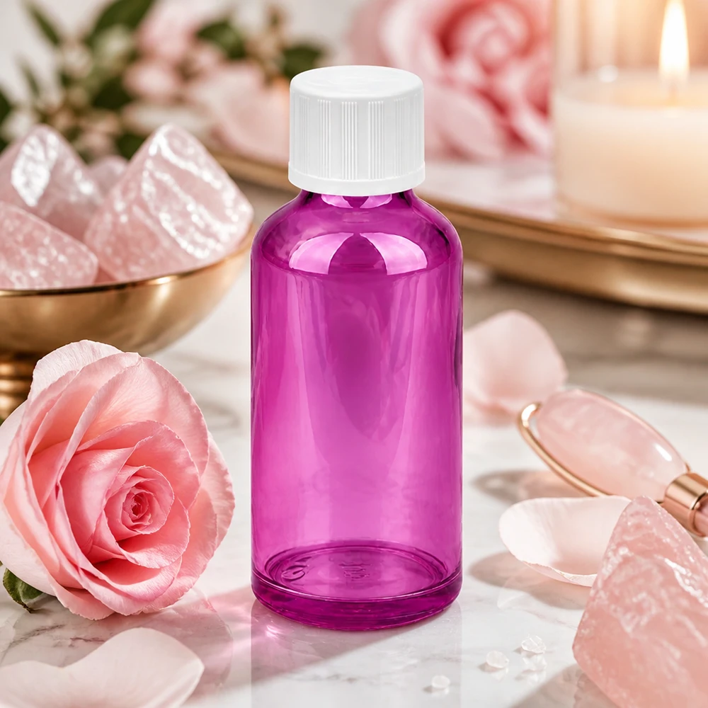 Flacon compte-gouttes 50ml 1.2mm blanc standard sécurité enfant PurpleLine.UT18/50 Flacon de 50 ml dans une teinte lilas tendance avec technique de goutte précise pour des applications professionnelles