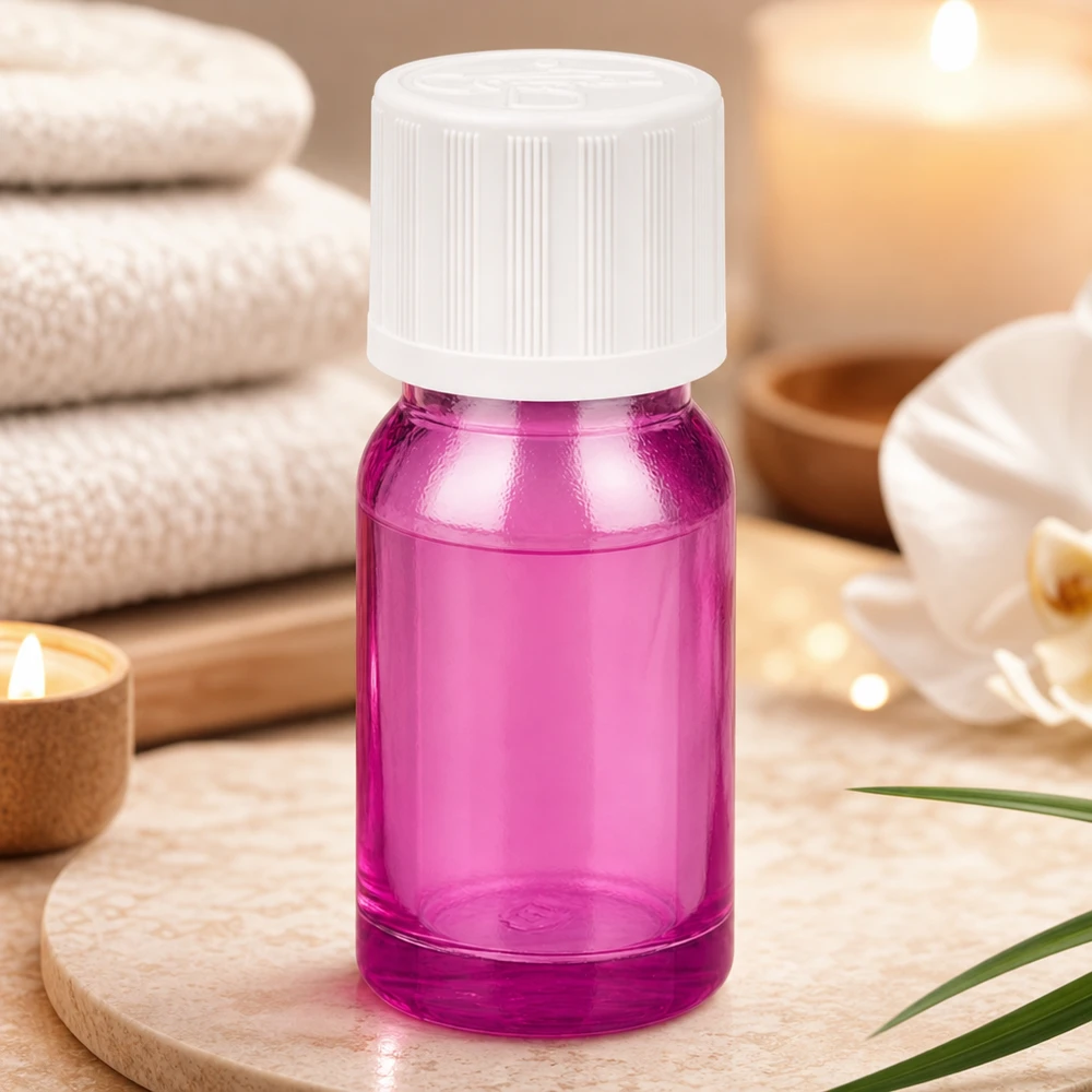 Flacon compte-gouttes de 10 ml d'un rose violet vif avec un filetage standardisé pour les recharges