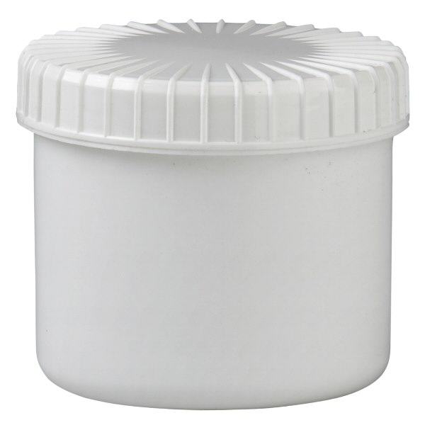 Pot en plastique blanc 135 ml + couvercle à vis blanc strié en PE, fermeture standard