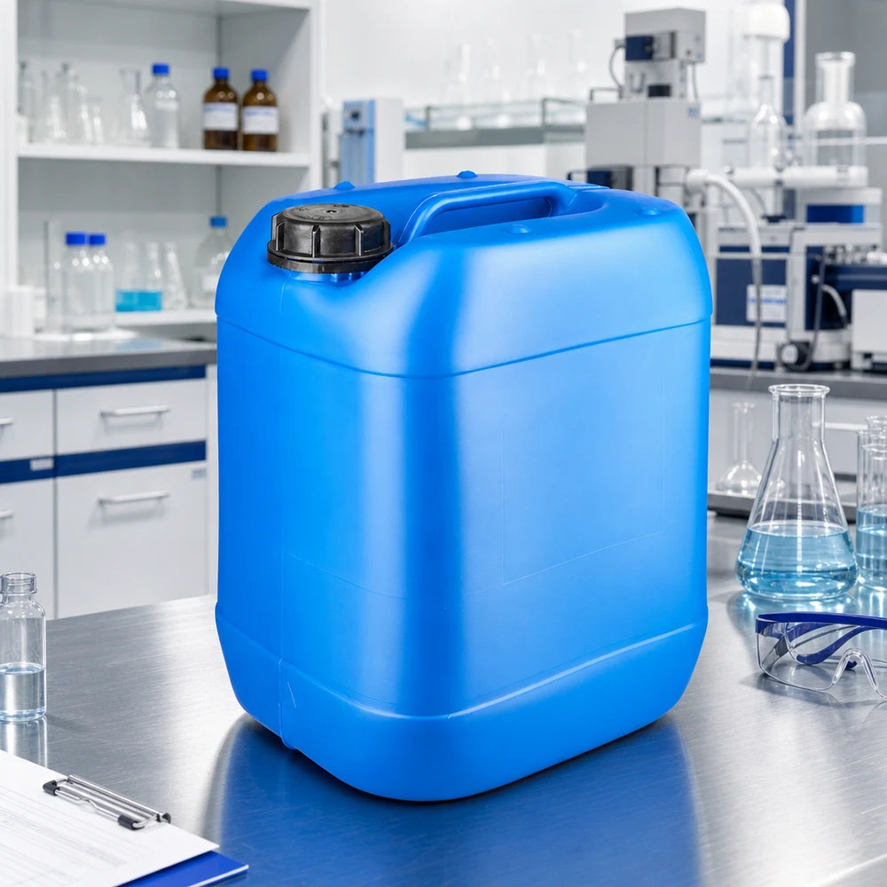Bidon 20 litres bleu avec bouchon à vis OV Bidon plat bleu de 20 L avec bouchon d'inviolabilité noir pour un stockage sûr des produits chimiques