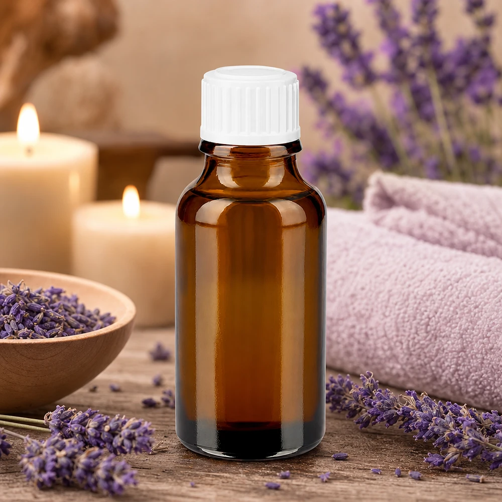 Flacon à pharmacie marron 20ml bouchon vissable blanc std Flacon de pharmacie en verre ambré de 20 ml, SV Standard blanc, 11 mm, pour l'aromathérapie et les huiles essentielles
