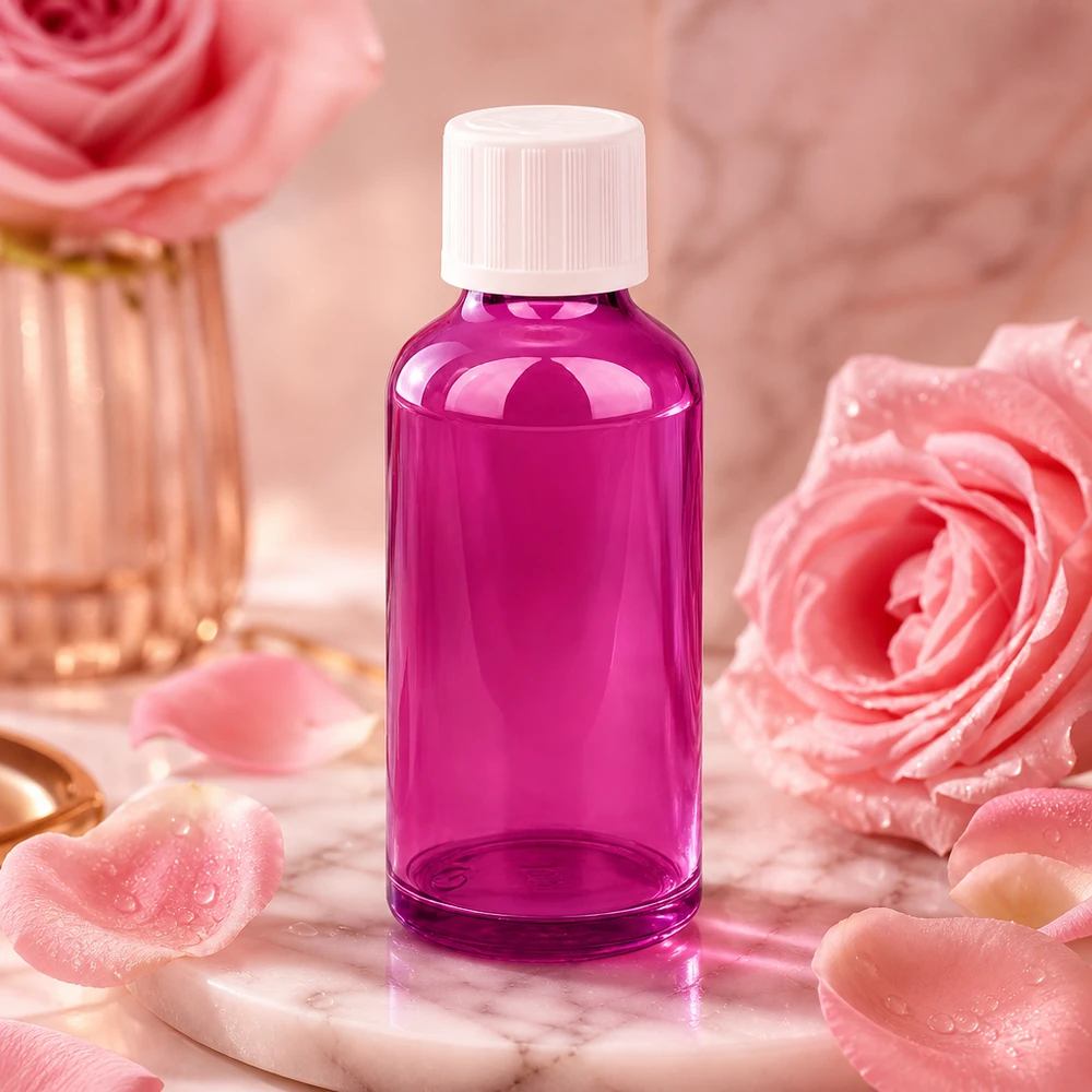 Flacon compte-gouttes 50ml 1.2mm blanc standard sécurité enfant PurpleLine.UT18/50 Flacon compte-gouttes en plastique de haute qualité 50ml en violet pour les applications professionnelles d'aromathérapie