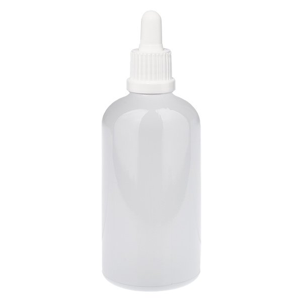 Flacon pipette 100 ml blanc, bouchon inviolable WhiteLine UT18/100