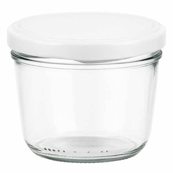 Pot de 230ml avec couvercle blanc BasicSeal - Pot en verre pour confitures et conserves