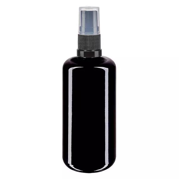 Flacon à pharmacie viol. 200ml embout spray noir Flacon à pharmacie viol. 200ml embout spray noir