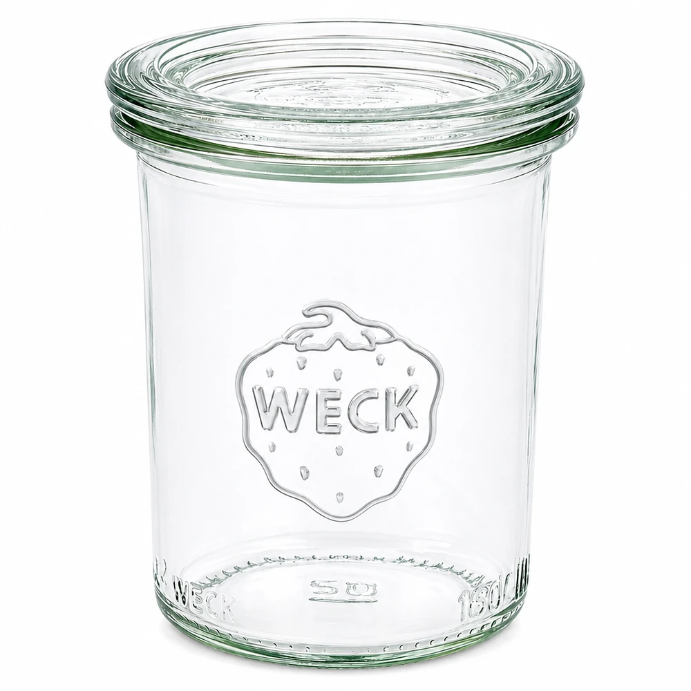 160ml WECK Pot renversé RR60 avec couvercle en verre, transparent, bocal pour confiture et conserves