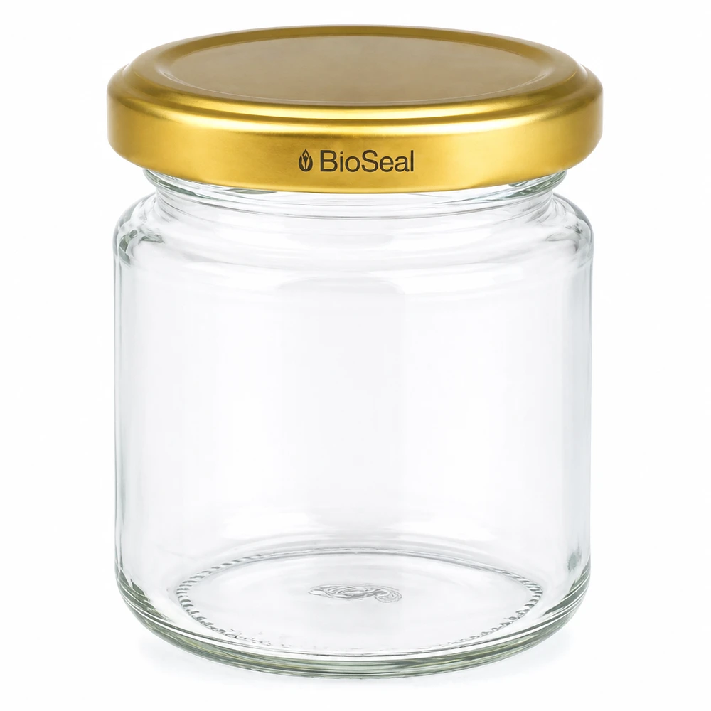 Pot de conserve vide UNiTWIST Runda53 avec couvercle TO43 BioSeal doré pour confiture et conservation