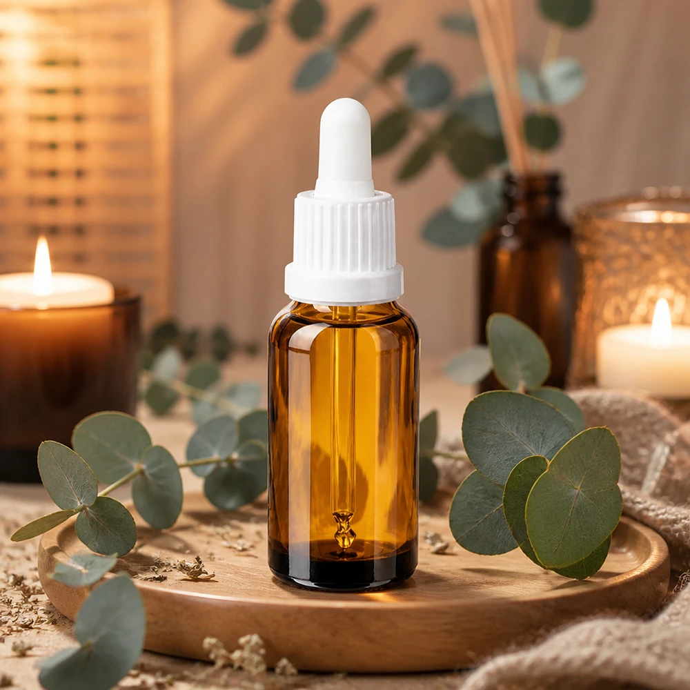 Flacon à pipette 20ml blanc OV BrownLine UT18/20 Flacon en verre compact de 20 ml avec système de goutte à goutte précis - idéal pour les voyages et les déplacements