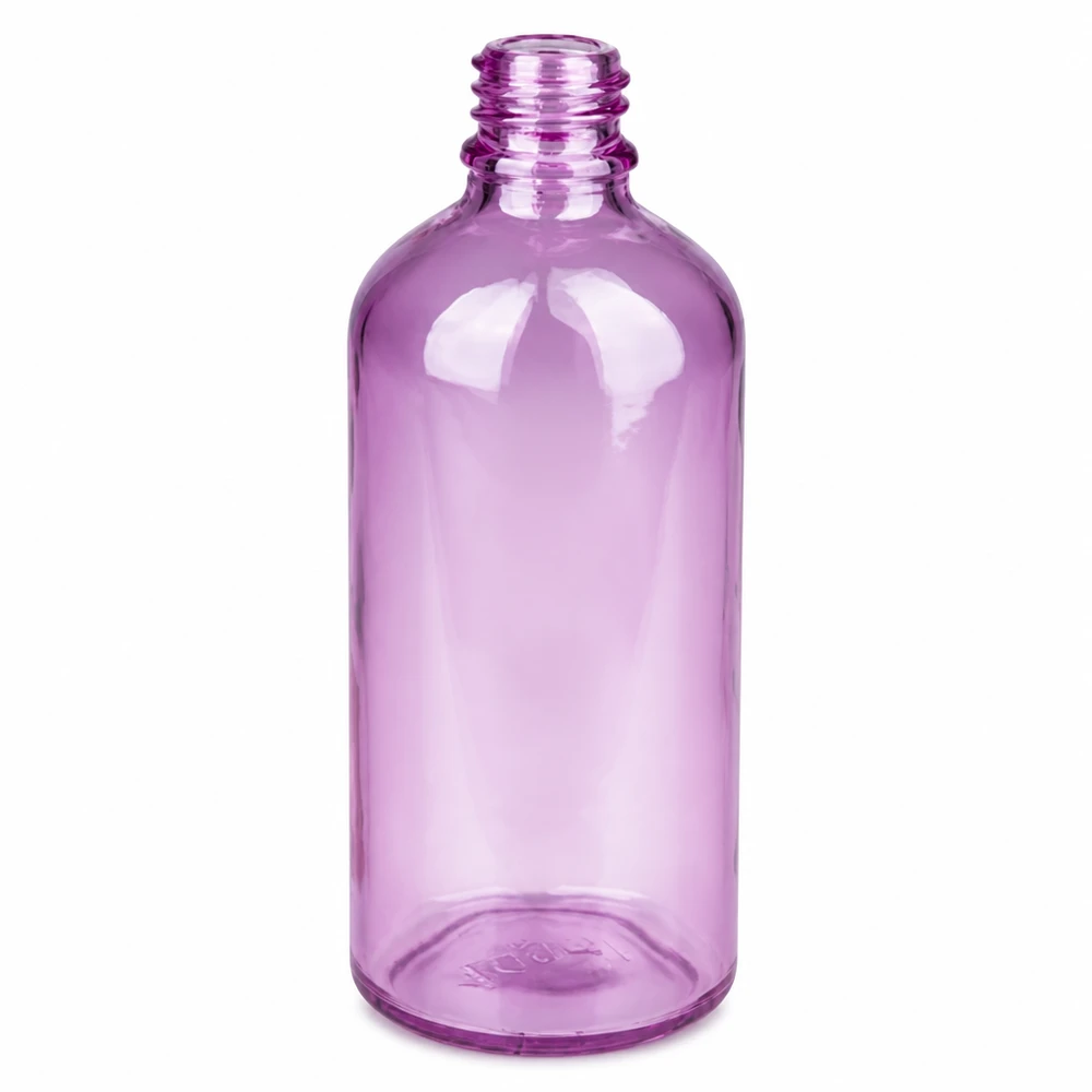 Flacon vaporisateur 100ml blanc/transparent Standard PurpleLine UT18/100 Bouteille ovale en verre de 100ml teintée en violet avec un filetage de 18mm pour les applications de spray