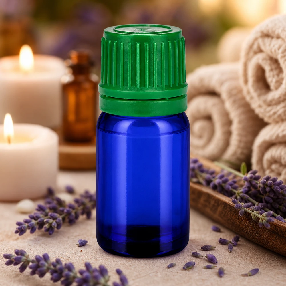 Flacon 5ml 11mm SV vert OV BlueLine UT18/5 Bouteille en verre professionnelle de 5ml pour l'aromathérapie avec couvercle vert étanche à l'air