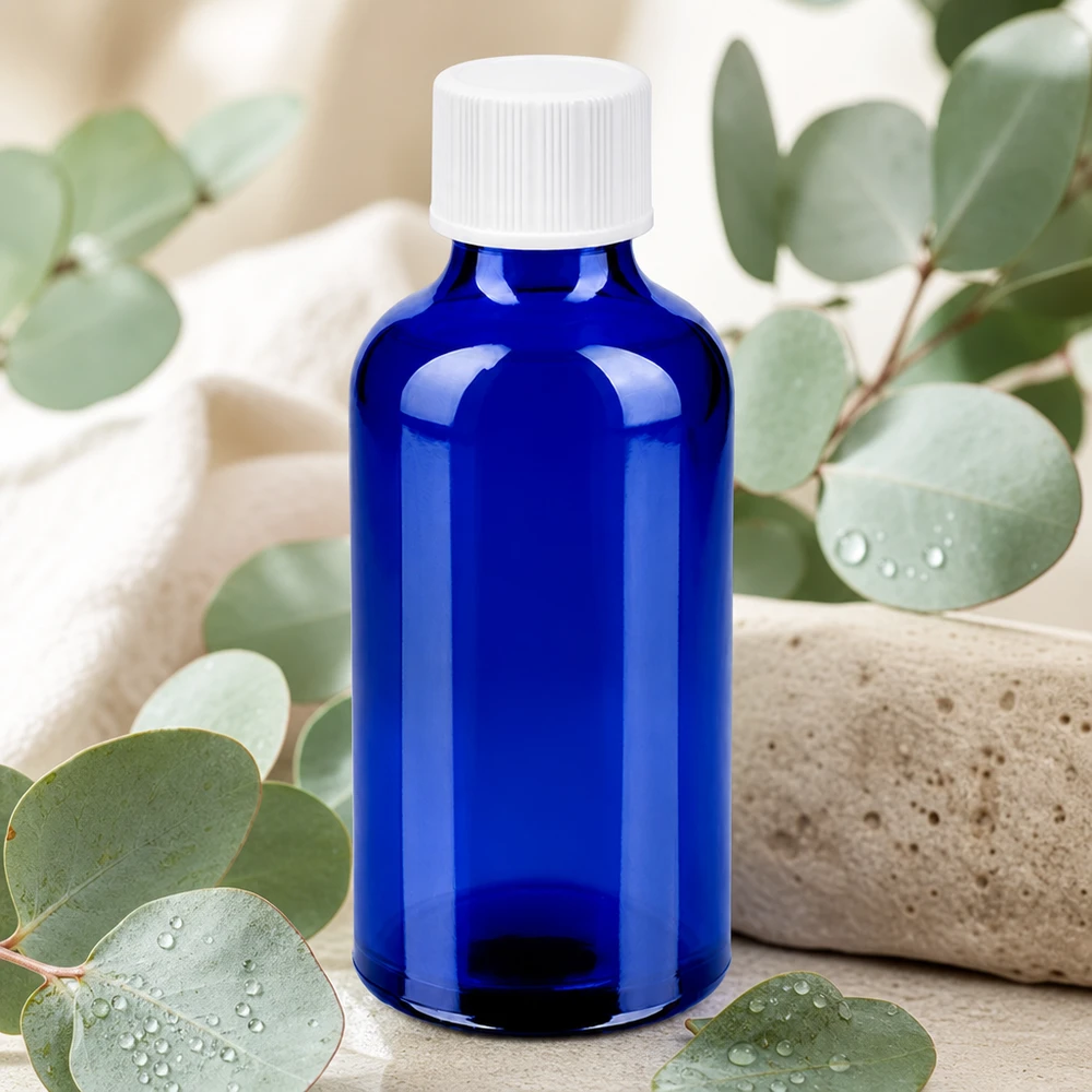 Flacon de 50ml 11mm SV blanc STD BlueLine UT18/50 Petite bouteille de réserve de 50 ml d'un bleu élégant avec un bouchon à vis pratique pour les voyages