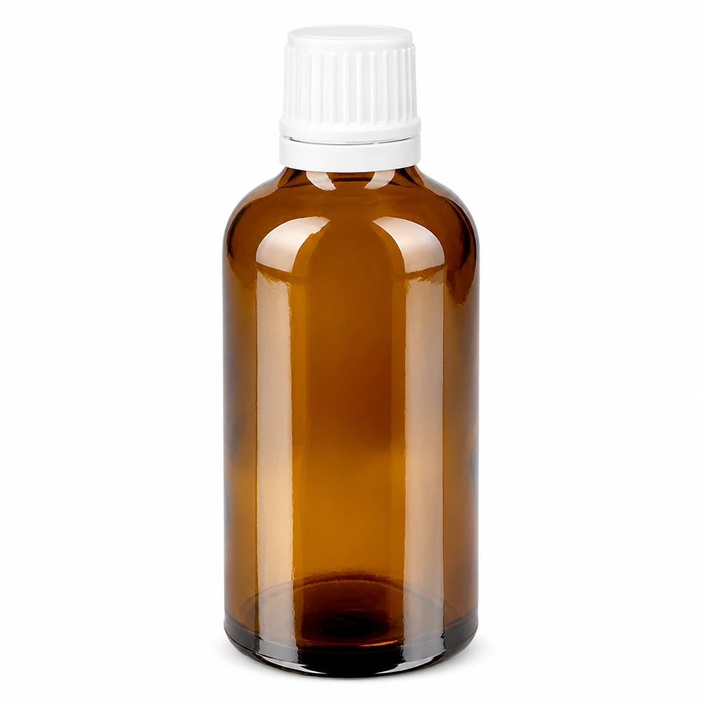Bouteille de pharmacie brune 50ml bouchon vissable blanc bouchon inviolabilité Flacon en verre brun de 50 ml avec bouchon compte-gouttes blanc de 11 mm, destiné aux pharmacies et au secteur pharmaceutique