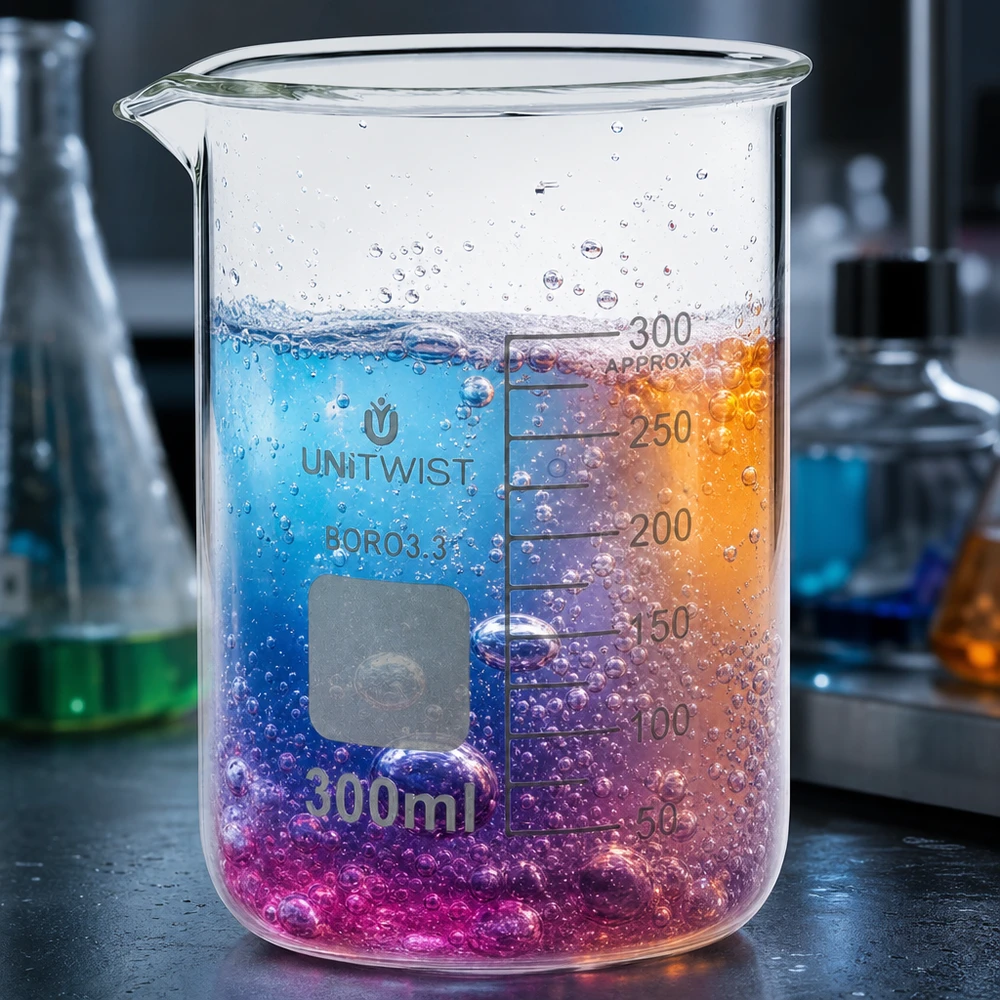 Bécher 300ml borosilicate, forme basse UNiTWIST Verre à mesure UNiTWIST de 300 ml avec graduation précise et expérience de laboratoire aux couleurs vives