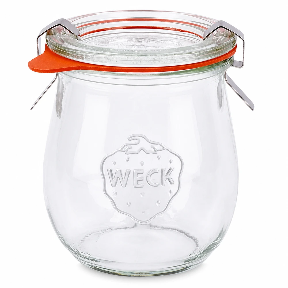 220ml bocal tulipe complet WECK RR60 WECK Pot tulipe 220ml RR60 Pot à conserves avec couvercle en verre Anneau en caoutchouc et pinces set complet