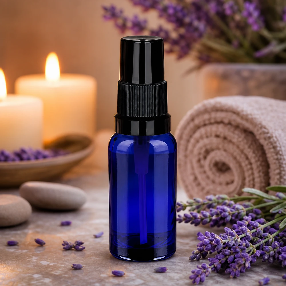 Vaporisateur 20ml noir STD BlueLine UT18/20 Vaporisateur robuste en verre de 20 ml avec tête de vaporisation noire mate pour une utilisation de longue durée