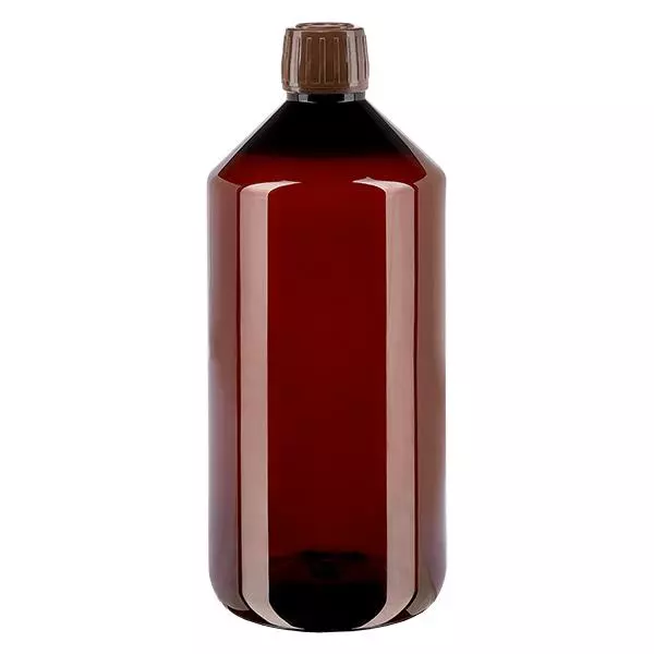Bouteille PET 1000ml avec bouchon marron,bouchon d'inviolabilité Bouteille PET 1000ml avec bouchon marron,bouchon d'inviolabilité