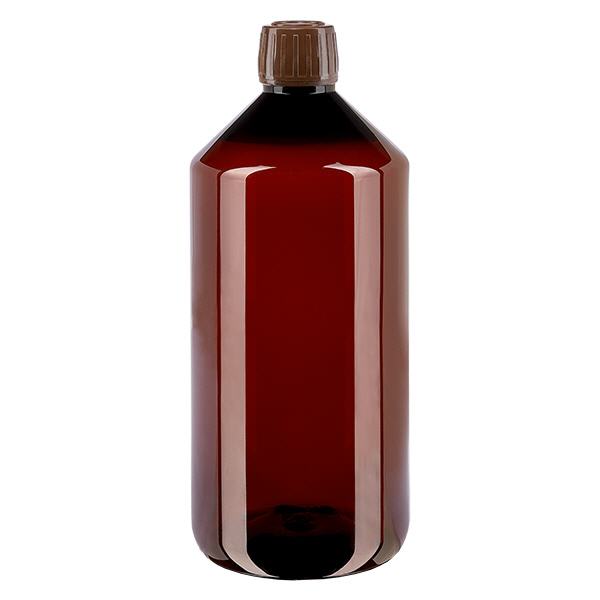 Bouteille PET 1000ml avec bouchon marron,bouchon d'inviolabilité