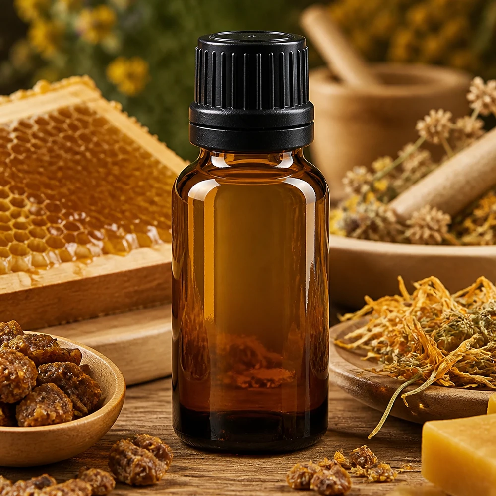 Flacon en verre brun de 20ml fermé par un bouchon vissable noir. Flacon brun compact de 20 ml en verre d'apothicaire, muni d'un bouchon à vis sécurisé, noir, ouverture de 11 mm