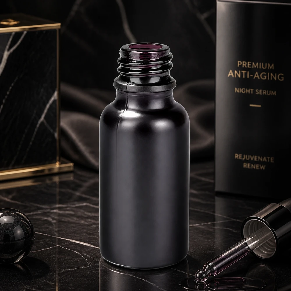 Flacon à pharmacie 20ml BlackLine UT18/20 UNiTWIST Bouteille BlackLine compacte de 20 ml avec protection contre les UV grâce à un verre sombre pour les substances actives sensibles à la lumière