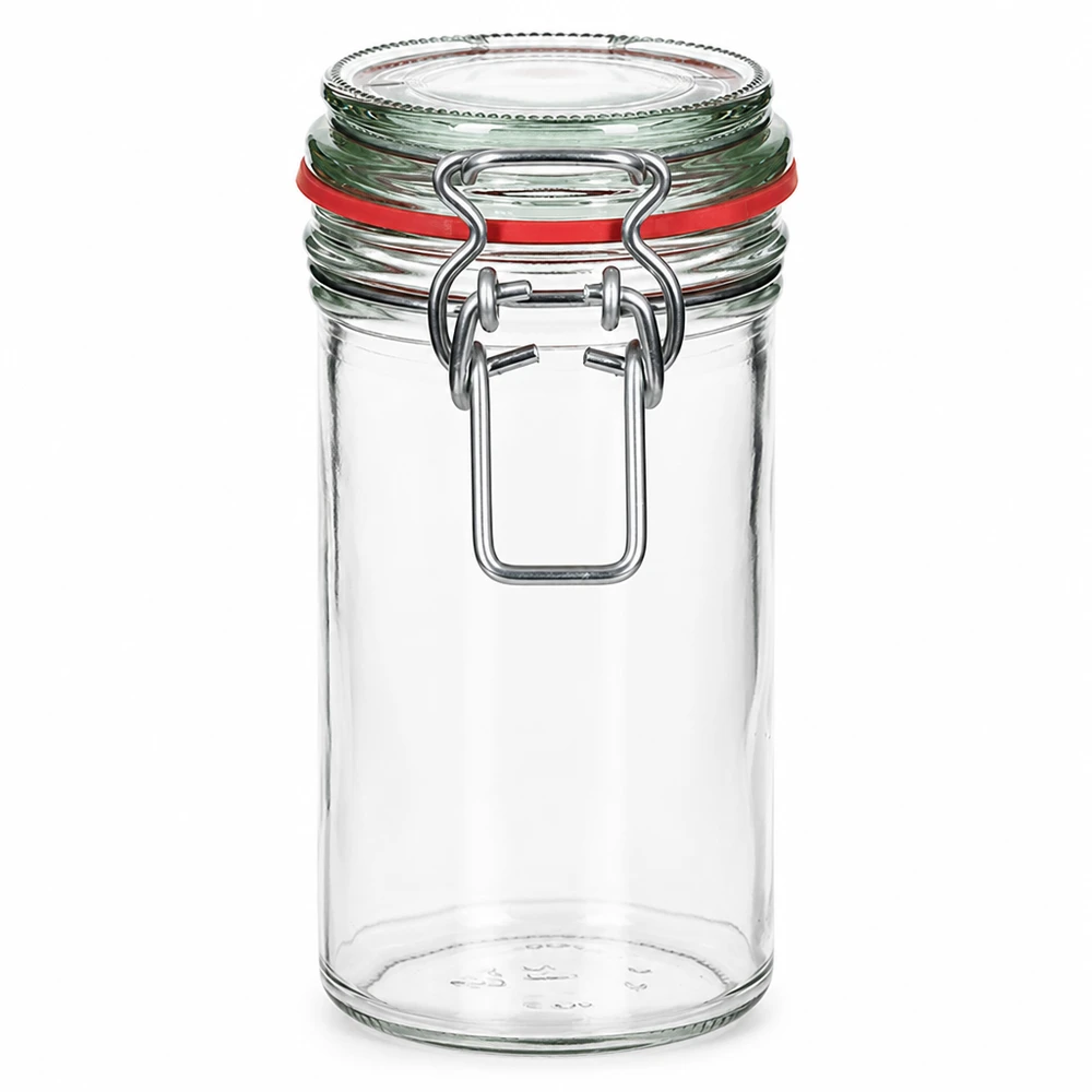 Bocal de conservation de 272 ml, type G, avec bouchon à clip UN.. Pot de conservation de 272ml avec fermeture à étrier et joint en caoutchouc rouge, pot de conservation transparent pour aliments