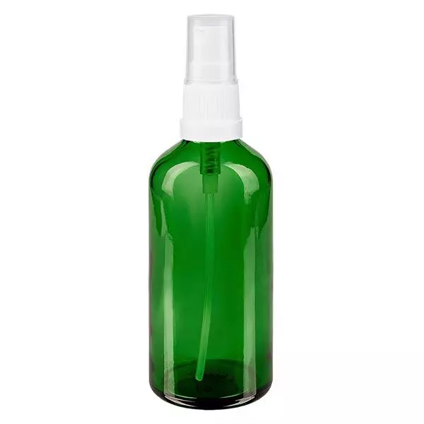 Flacon à pharmacie vert 100ml embout vaporisateur blanc Flacon à pharmacie vert 100ml embout vaporisateur blanc