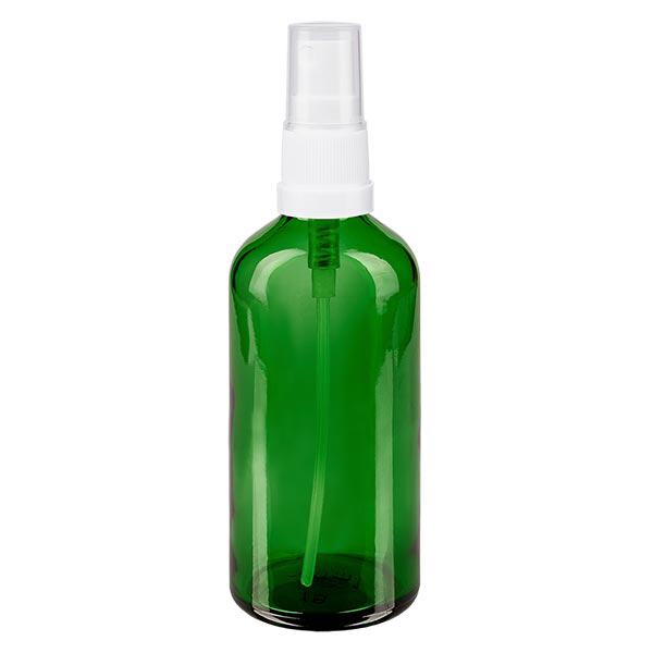Flacon à pharmacie vert 100ml embout vaporisateur blanc