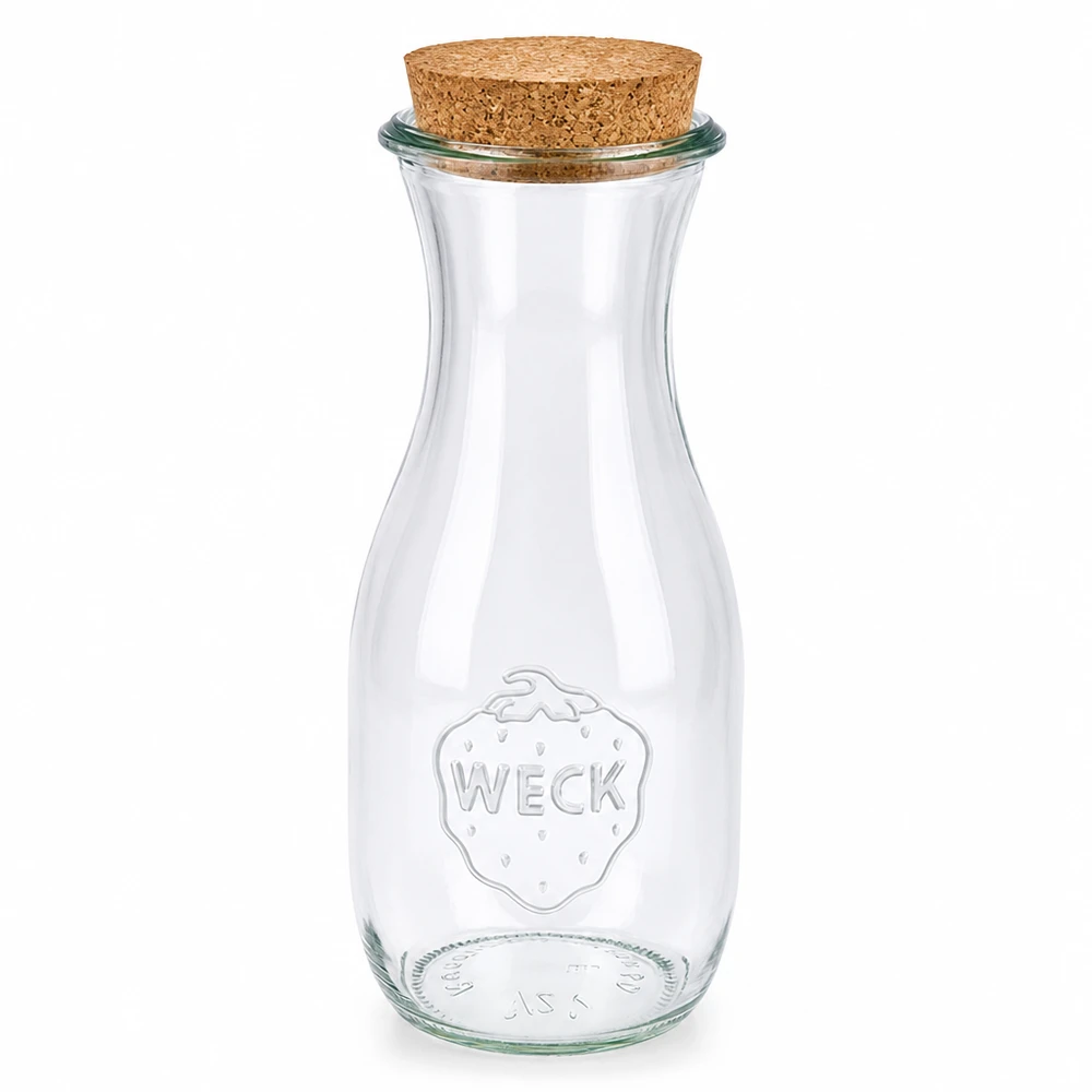 530ml Bouteille à jus de fruits WECK RR60 avec bouchon nature WECK Bouteille de jus de fruit 530ml en verre avec bouchon naturel RR60 fermeture transparente vide Bocal à conserves Bocal de réserve
