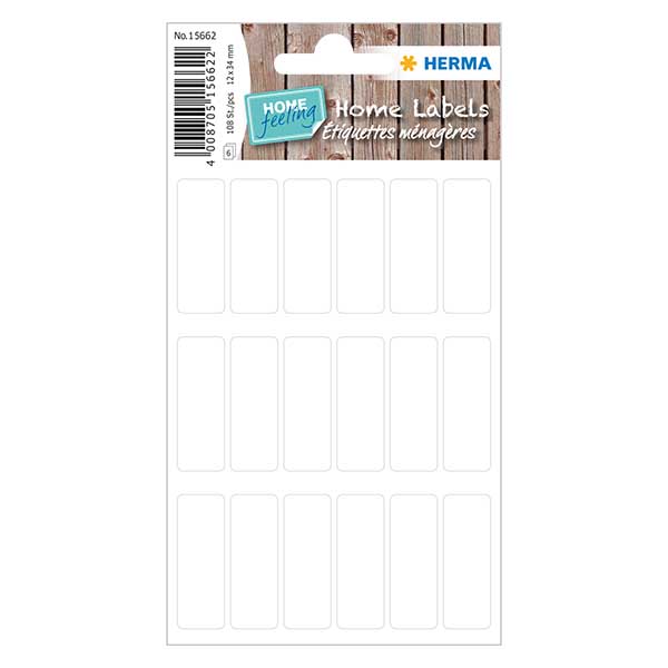 Étiquettes universelles blanches (108 stickers) 12x34mm Étiquettes universelles blanches (108 stickers) 12x34mm