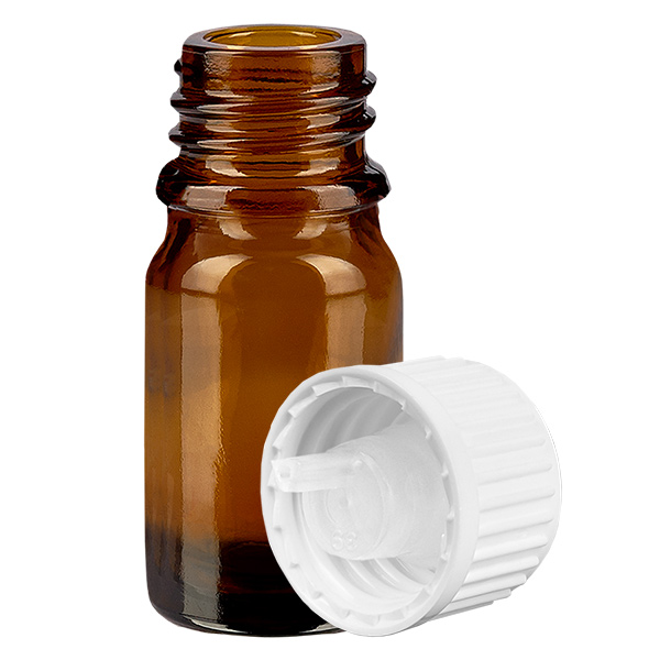 Flacon compte-goutte 5ml 0.9mm blanc STD BrownLine UT18/5