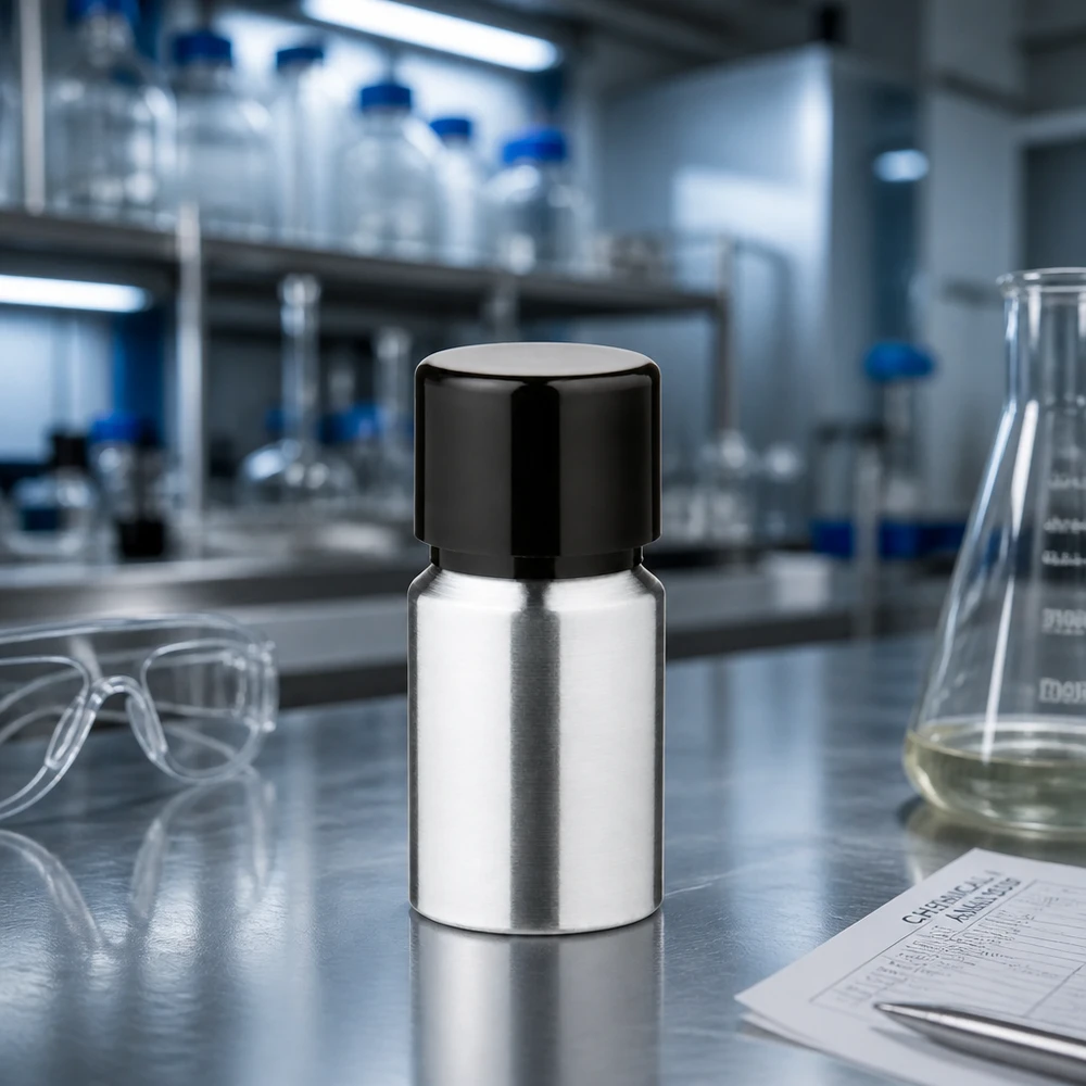 Bouteille en aluminium poncé 10 ml, avec bouchon à vis noir et joint conique Bouteille en aluminium durable de 10 ml avec surface résistante à la corrosion, idéale pour les liquides agressifs