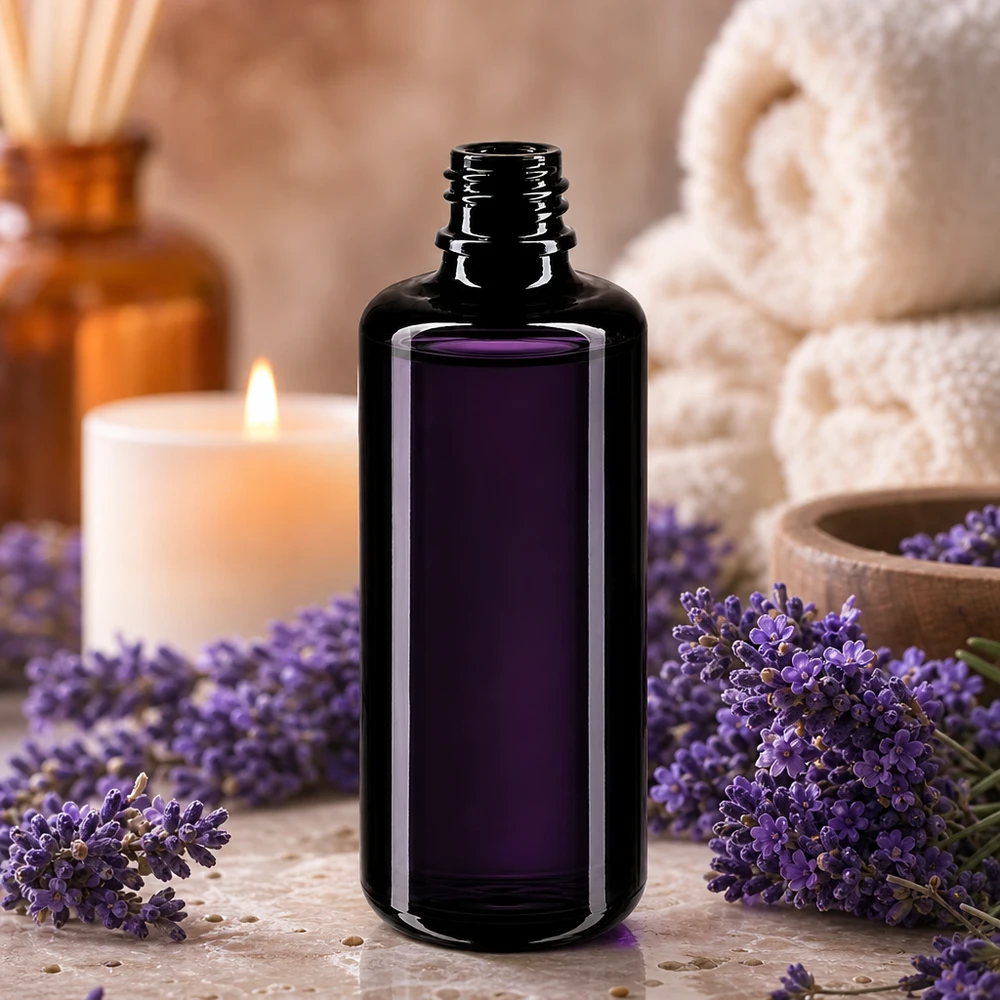 Flacon en verre violet 100 ml DIN18 (verre Miron) Bouteille en verre Miron Orion de 100 ml avec col fileté pour une conservation sûre des produits biologiques