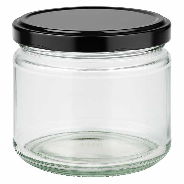 330ml Verre rond avec couvercle BasicSeal noir UNiTWIST