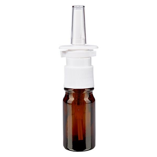 Flacon de pharmacie marron 5ml vaporisateur nasal blanc standard