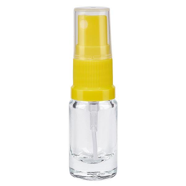 Flacon de pharmacie transparent 5ml embout spray jaune