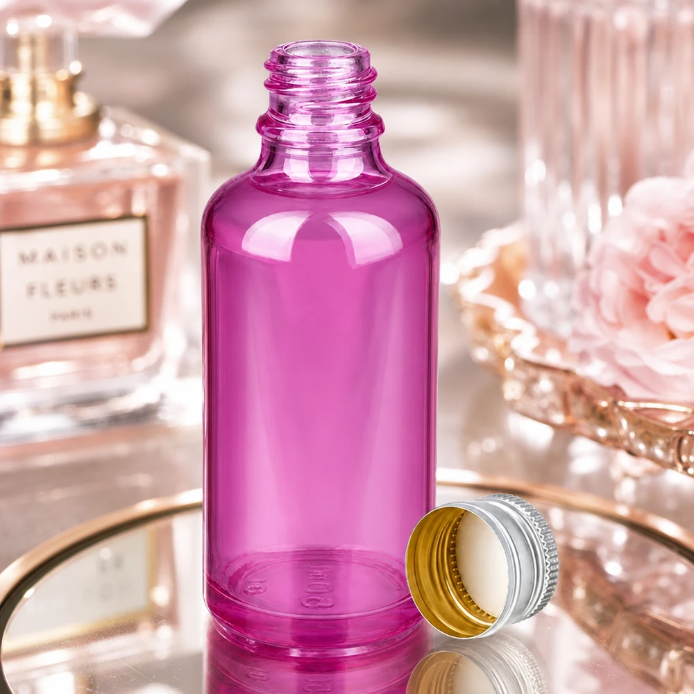 Flacon 50ml bouchon à vis 11mm alu-argent standard PurpleLine.UT18/50 Bouteille de 50 ml en verre pourpre avec un bouchon à vis pratique pour une utilisation facile