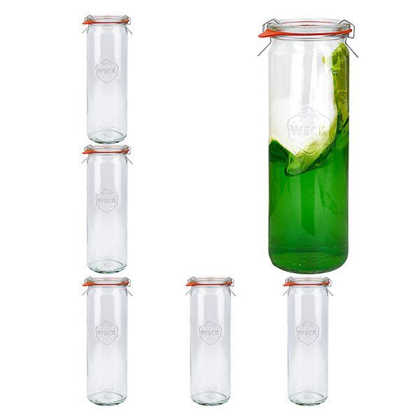 Lot de 6 bocaux Weck en verre cylindrique 600ml, 1/2L à l'envers