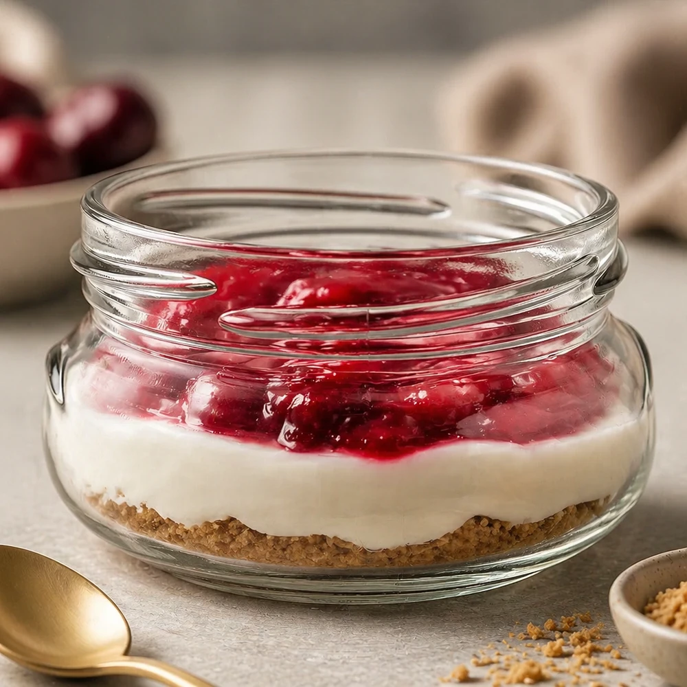 UNiTWIST Terrina120 Pot à terrine 120ml rempli de dessert - couche de fruits rouges sur crème blanche et fond de biscuits