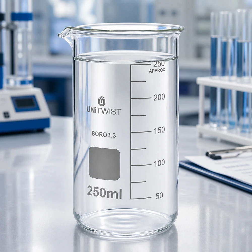 UNITWIST, bocal en verre de 250 ml, forme haute, en verre borosilicaté 3.3 résistant à la chaleur, vide