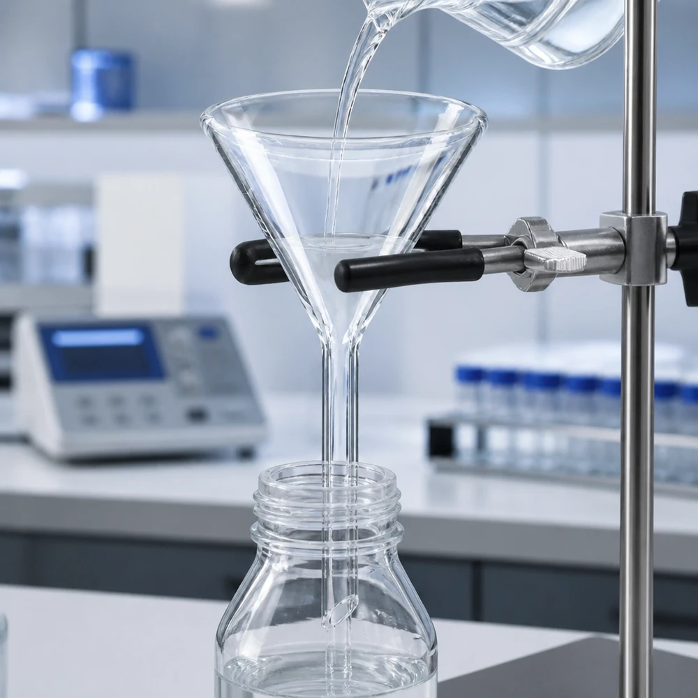 Entonnoir en verre à angle de 60 degrés 50mm en soude calcaire pour un transfert optimal des liquides en laboratoire