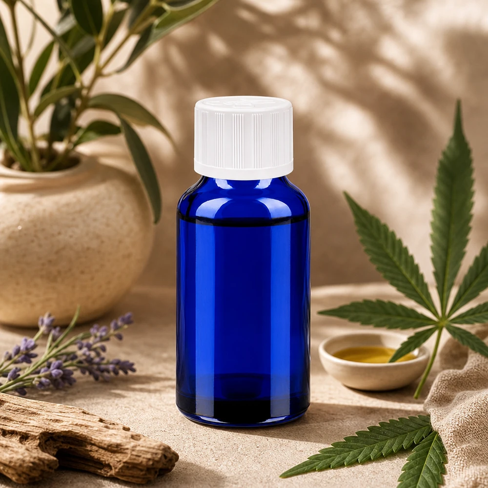 Flacon 20ml 11mm SV f. STD KiSi BlueLine UT18/20 Flacon de pharmacie de 20ml bleu cobalt avec couvercle blanc parfait pour les cosmétiques DIY et les sérums