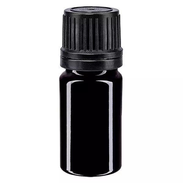 Flacon à pharmacie violet 5ml Bouchon compte-gouttes Pr. 1mm noir Bouchon d'originalité Flacon à pharmacie violet 5ml Bouchon compte-gouttes Pr. 1mm noir Bouchon d'originalité
