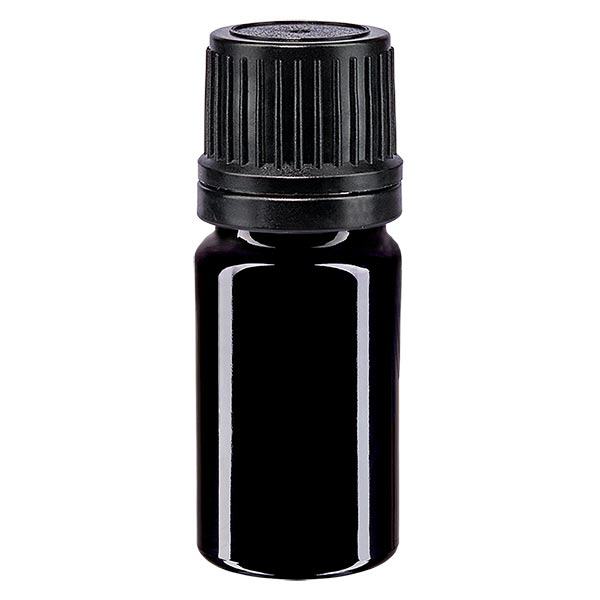 Flacon à pharmacie violet 5ml Bouchon compte-gouttes Pr. 1mm noir Bouchon d'originalité